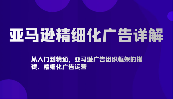 亚马逊精细化广告详解-从入门到精通，亚马逊广告组织框架的搭建、精细化广告运营-爱项目