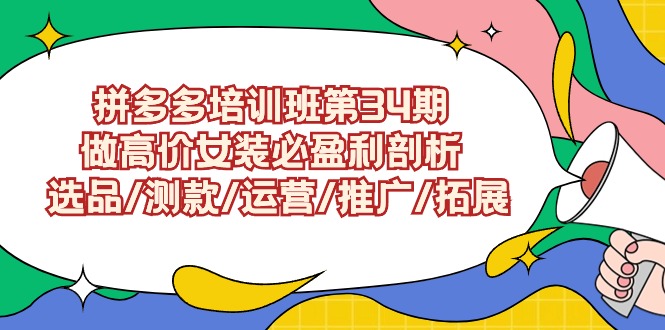 拼多多培训班第34期：做高价女装必盈利剖析 选品/测款/运营/推广/拓展-爱项目