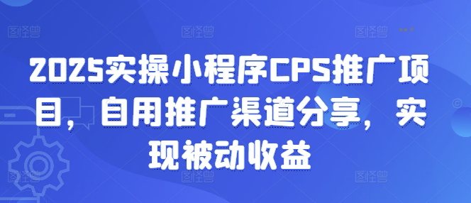 2025实操小程序CPS推广项目，自用推广渠道分享，实现被动收益-爱项目