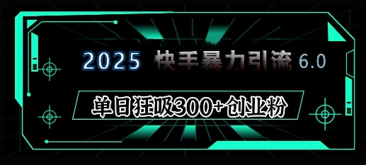 2025年快手6.0保姆级教程震撼来袭，单日狂吸300+精准创业粉-爱项目