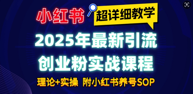 2025年最新小红书引流创业粉实战课程【超详细教学】小白轻松上手，月入1W+，附小红书养号SOP-爱项目