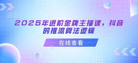 2025年进阶金牌主播课，抖音的推流算法逻辑-爱项目