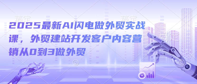 2025最新AI闪电做外贸实战课，外贸建站开发客户内容营销从0到3做外贸-爱项目