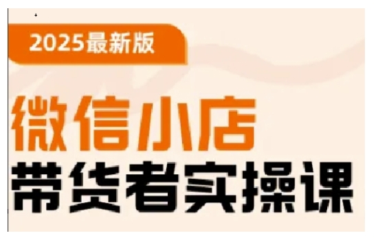 2025最新版微信小店带货者实操课，基础操作到高级运营技巧，快速上手-爱项目