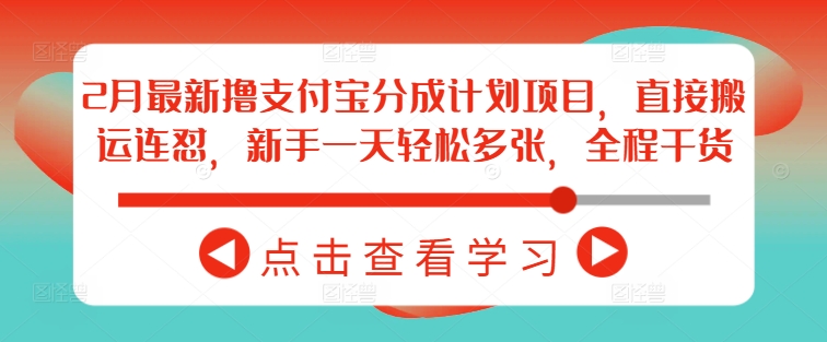 2月最新撸支付宝分成计划项目，直接搬运连怼，新手一天轻松多张，全程干货-爱项目