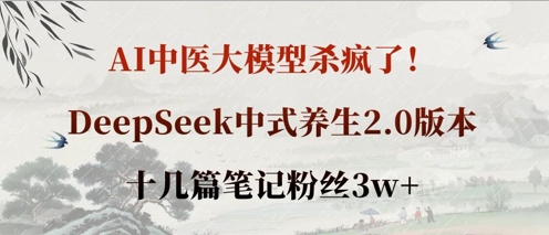 AI中医大模型杀疯了！DeepSeek中式养生2.0版本，十几篇笔记粉丝3w+-爱项目