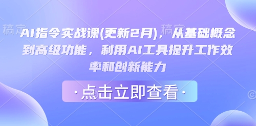 AI指令实战课(更新2月)，从基础概念到高级功能，利用AI工具提升工作效率和创新能力-爱项目