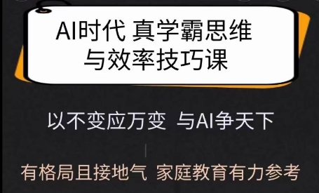 Ai时代真学霸思维与学习方法课，有格局且接地气，家庭教育有力参考-爱项目