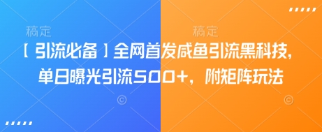 【引流必备】全网首发咸鱼引流黑科技，单日曝光引流500+，附矩阵玩法-爱项目