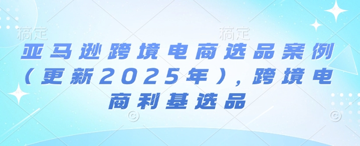 亚马逊跨境电商选品案例(更新2025年)，跨境电商利基选品-爱项目