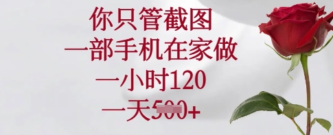 你只管截图，一部手机在家做，一小时120.一天5张-爱项目