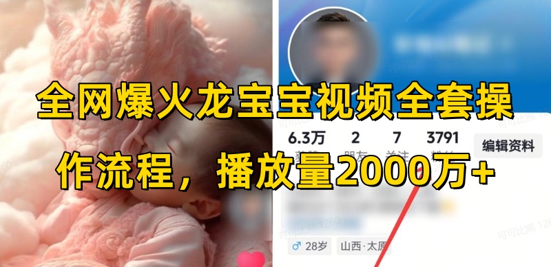 全网爆火龙宝宝视频全套操作流程，播放量2000万+-爱项目