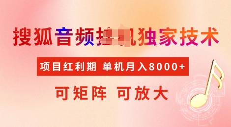 全网首发搜狐音频挂JI独家技术，项目红利期，可矩阵可放大，稳定月入8k-爱项目