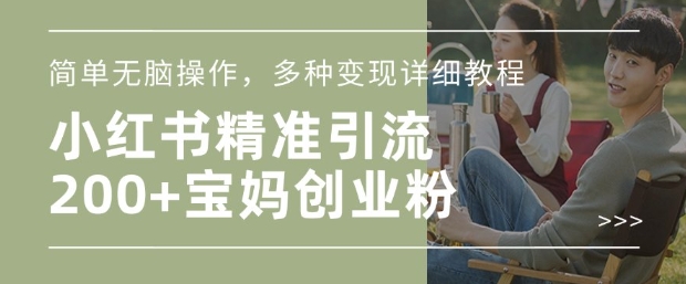 小红书混剪日引200+宝妈创业粉，简单无脑操作，多种变现详细教程-爱项目
