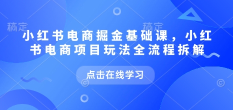 小红书电商掘金课，小红书电商项目玩法全流程拆解-爱项目