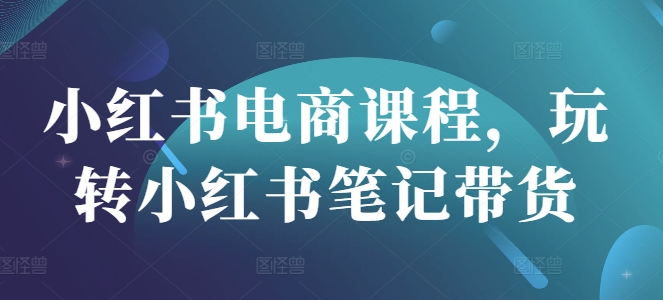 小红书电商课程，玩转小红书笔记带货-爱项目