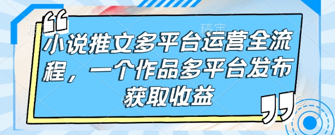 小说推文多平台运营全流程，一个作品多平台发布获取收益-爱项目
