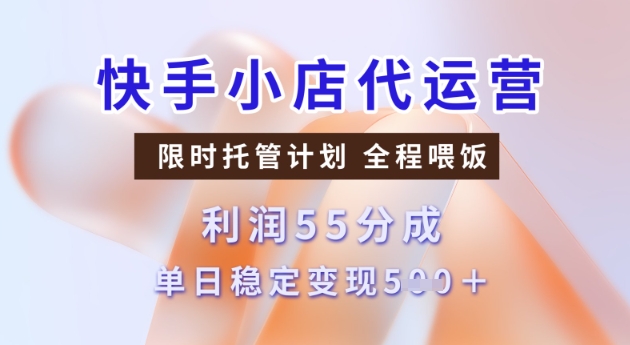 快手小店代运营3.0，模式新升级，收益55分，稳定单日5张-爱项目
