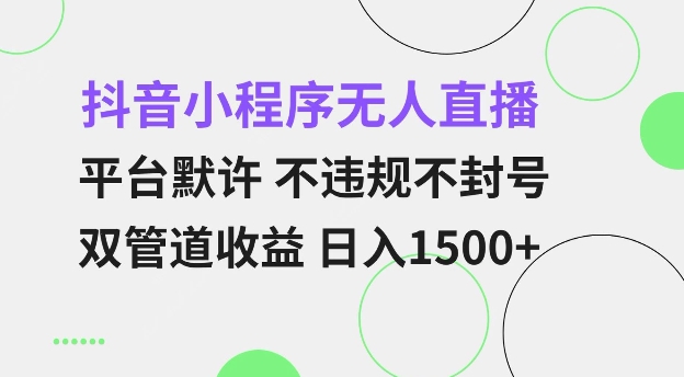 抖音小程序无人直播 平台默许 不违规不封号 双管道收益 日入多张 小白也能轻松操作【仅揭秘】-爱项目