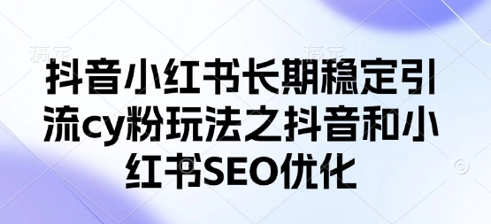抖音小红书长期稳定引流cy粉玩法之抖音和小红书SEO优化-爱项目
