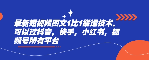 最新短视频图文1比1搬运技术，可以过抖音，快手，小红书，视频号所有平台-爱项目