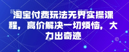 淘宝付费玩法无界实操课程，高价解决一切烦恼，大力出奇迹-爱项目