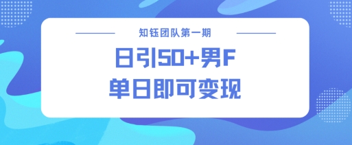 男粉引流新方法不违规，当日即可变现-爱项目