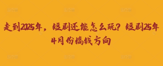 走到2025年，短剧还能怎么玩？短剧25年4月份搞钱方向-爱项目