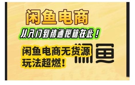 闲鱼电商实战课，从入门到精通秘籍在此，闲鱼电商无货源玩法超燃!-爱项目