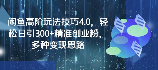 闲鱼高阶玩法技巧4.0，轻松日引300+精准创业粉，多种变现思路-爱项目