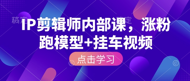 IP剪辑师内部课，涨粉跑模型+挂车视频-爱项目